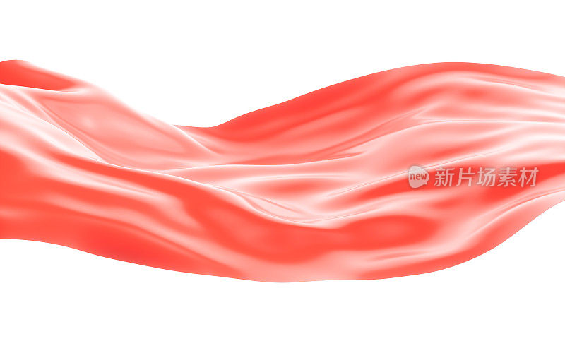 红色飘逸的丝绸，3d渲染。