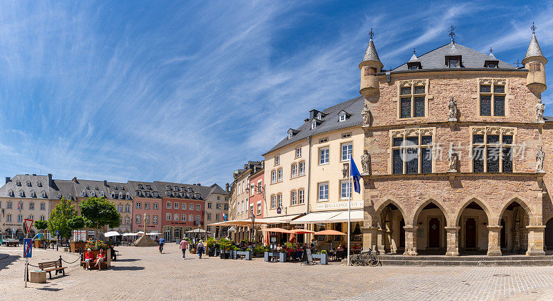 卢森堡埃克特纳赫历史中心的全景图