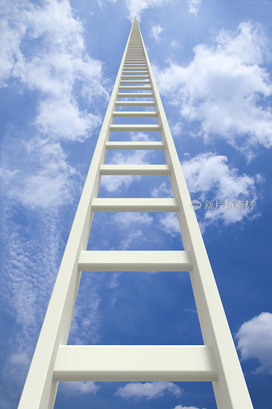 无尽的白色梯子往上爬