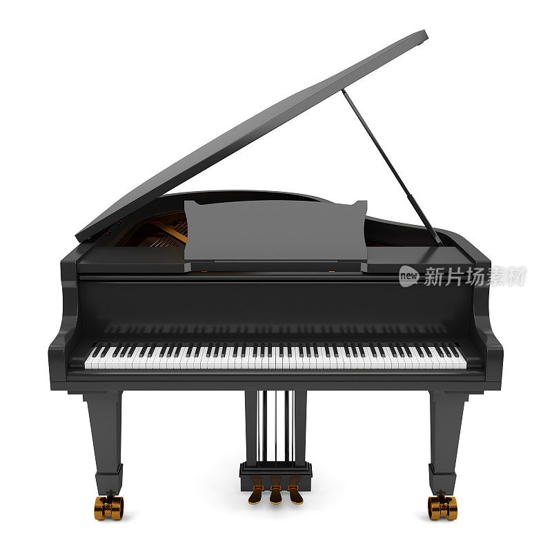 黑色三角钢琴孤立在白色背景上