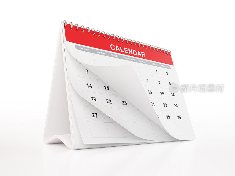 红色桌面月历