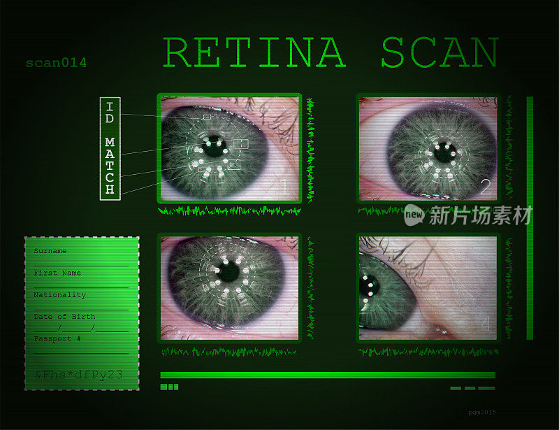 视网膜扫描-绿色眼睛