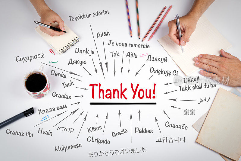 用世界上不同的语言感谢你。的