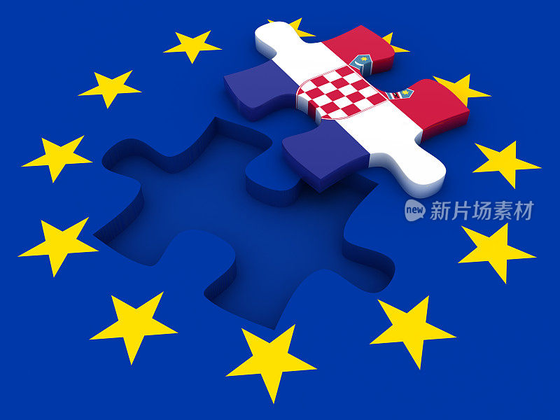 克罗地亚欧盟国旗拼图