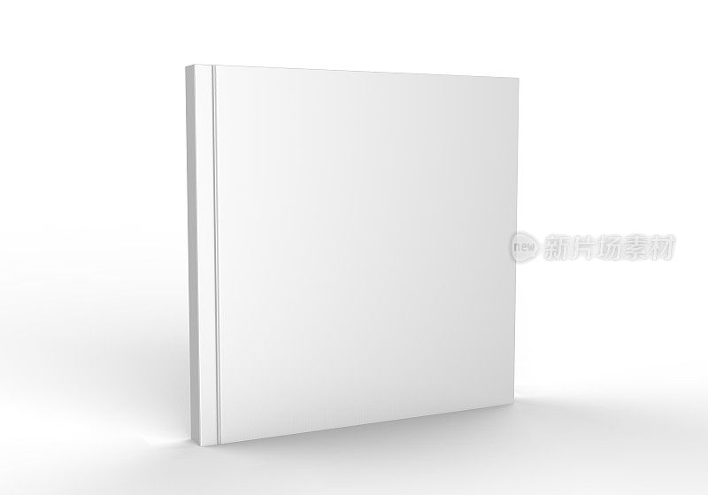 空白方形书和杂志封面模板与页在前面站在白色表面透视视图