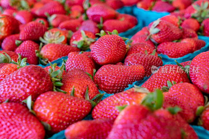 草莓在农贸市场出售