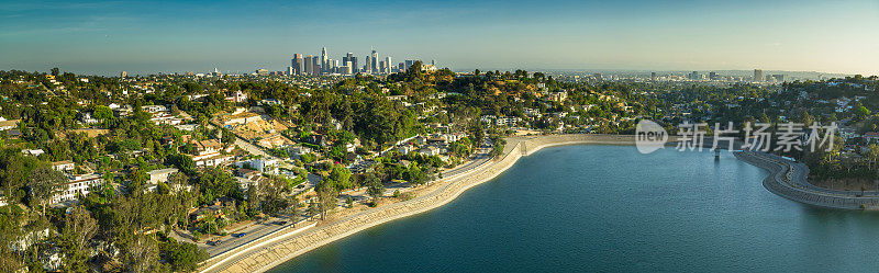 银湖，洛杉矶-航拍全景图