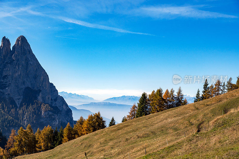 蓝天下的山景