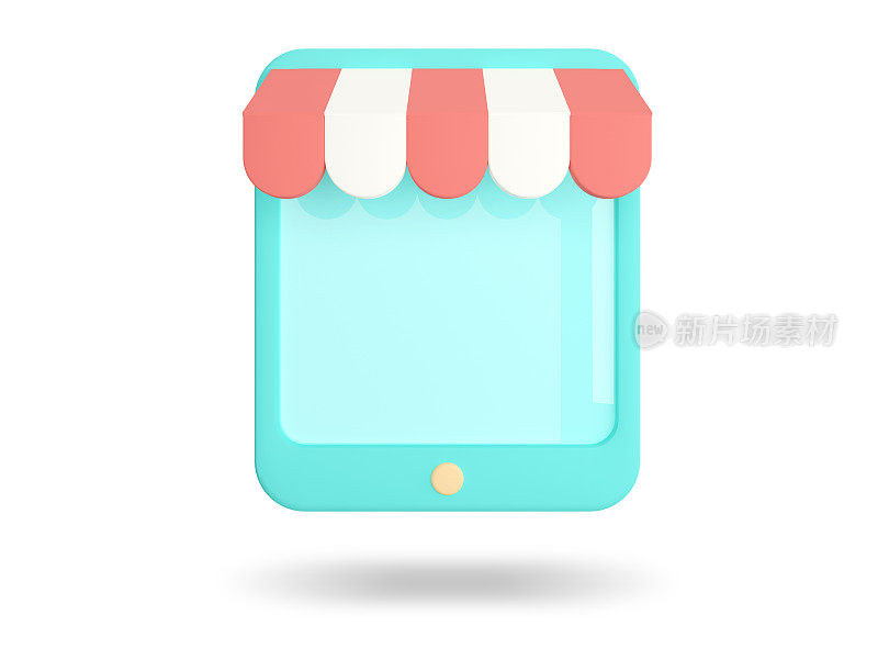 移动购物。网上购物图标。3D渲染插图。