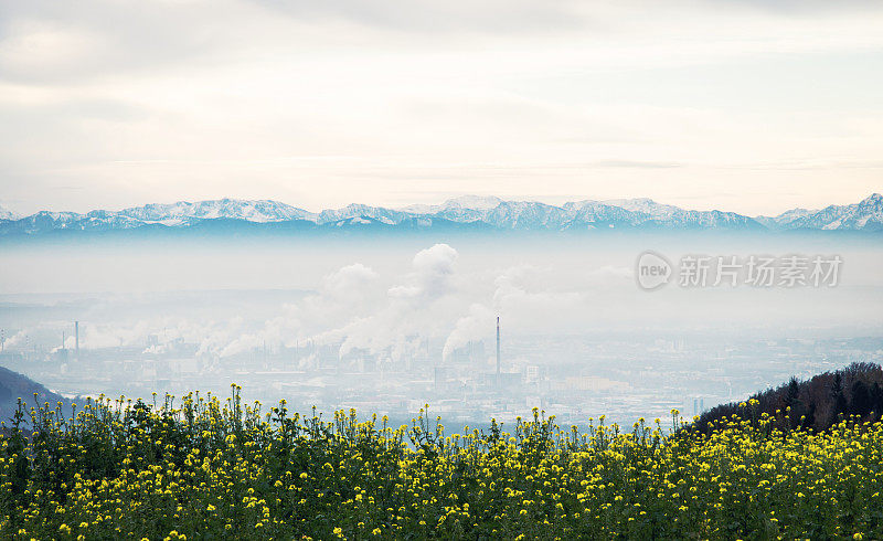 城市工业奥地利林茨的城市景观