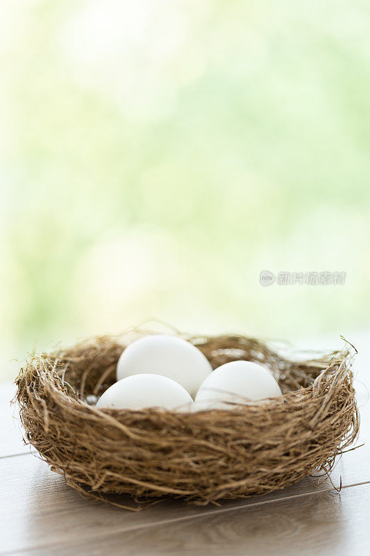 把复活节彩蛋放在巢里