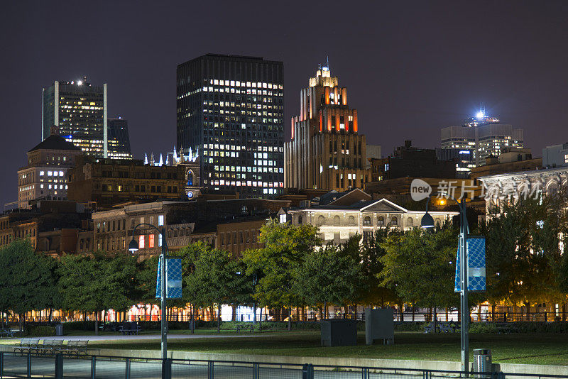 大城市灯光，蒙特利尔，夜晚，城市景观，魁北克，加拿大