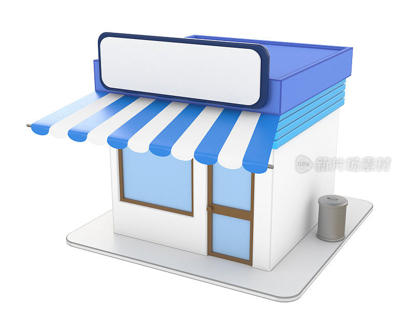 微型商店，3d插图