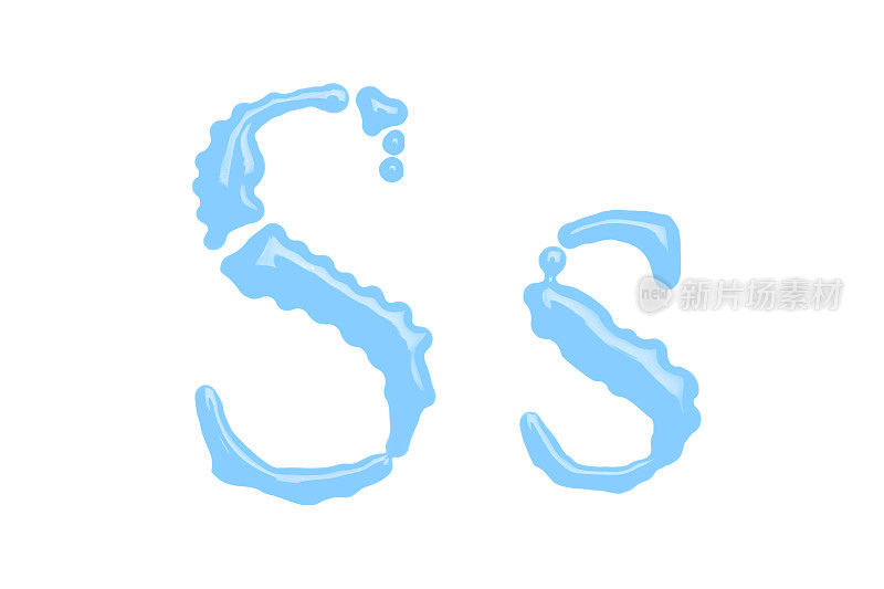 由水组成的大写字母和小写字母S