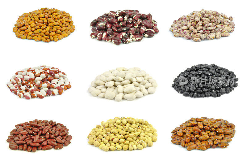 豆-黑色，白色，黄色，红色肾，绿色，尖斑豆