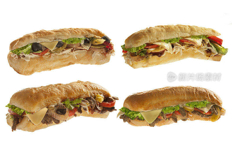 强大的三明治三明治加莫扎雷拉薯条，还有很多肉和蔬菜