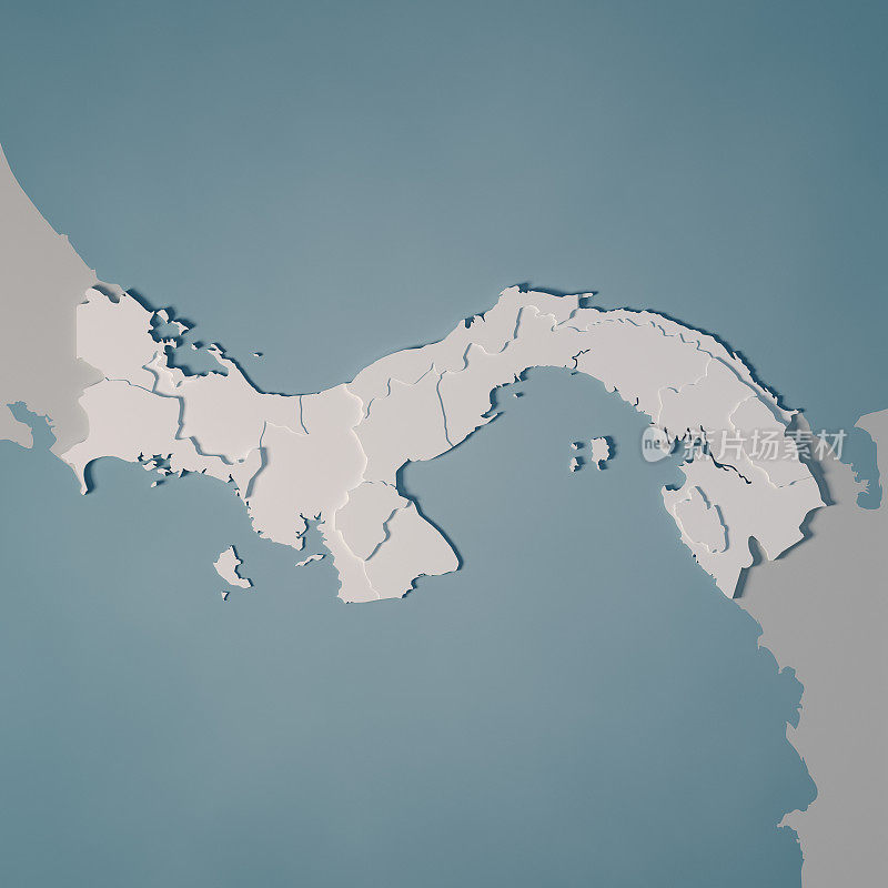 巴拿马国家地图行政区划3D渲染