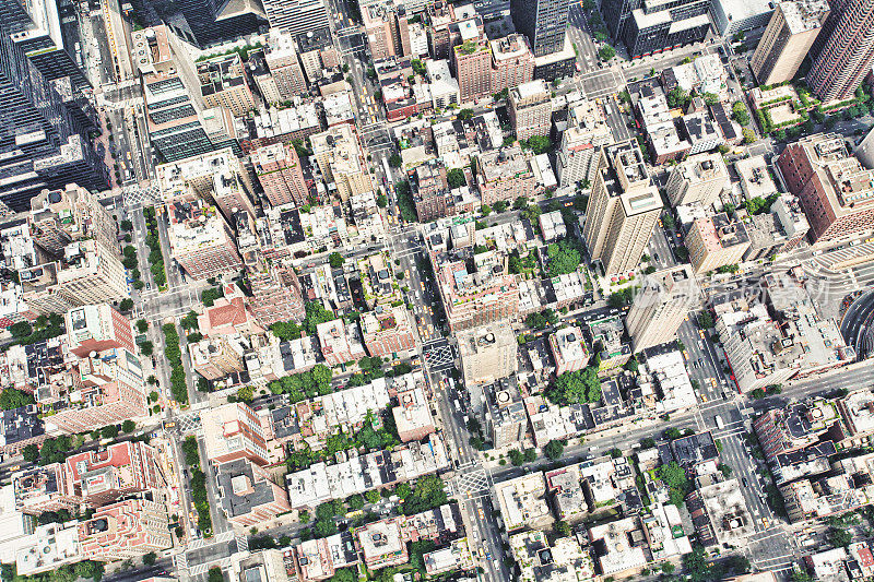 从空中俯瞰曼哈顿，纽约市，纽约