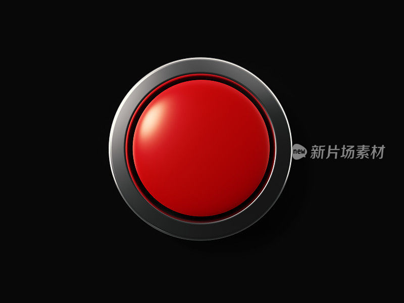 圆形红色开始按钮在黑色背景