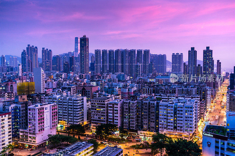 香港市中心，高密度