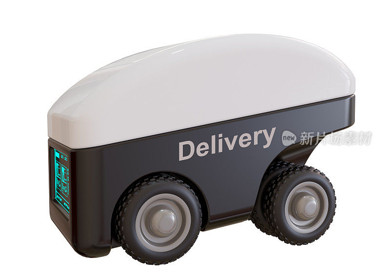 送货机器人车隔离，智能自动化车辆用于食品和产品的送货