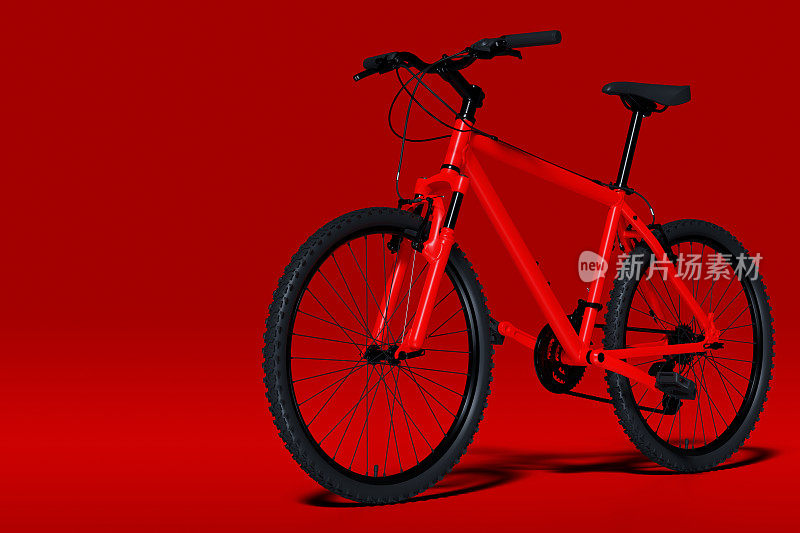 红色山地自行车在红色的背景