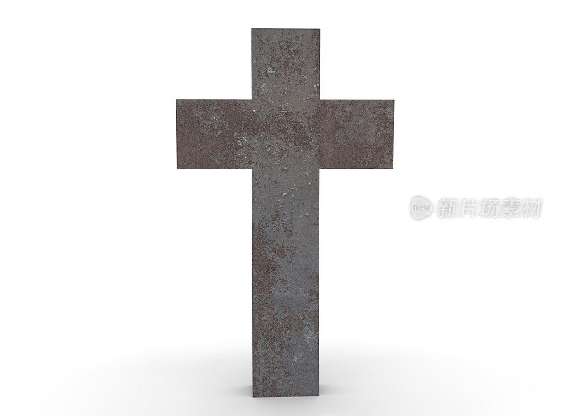 坟墓十字架在白色背景3d渲染