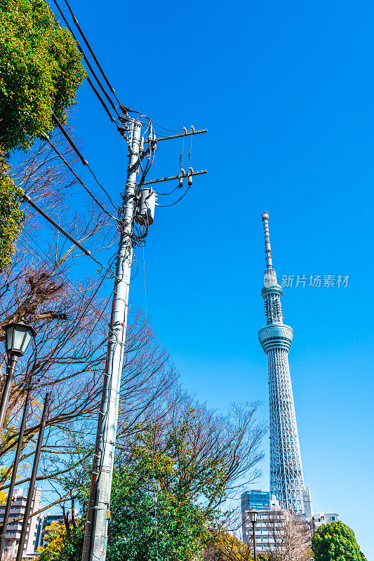 东京天空树在日本被包围的镜头