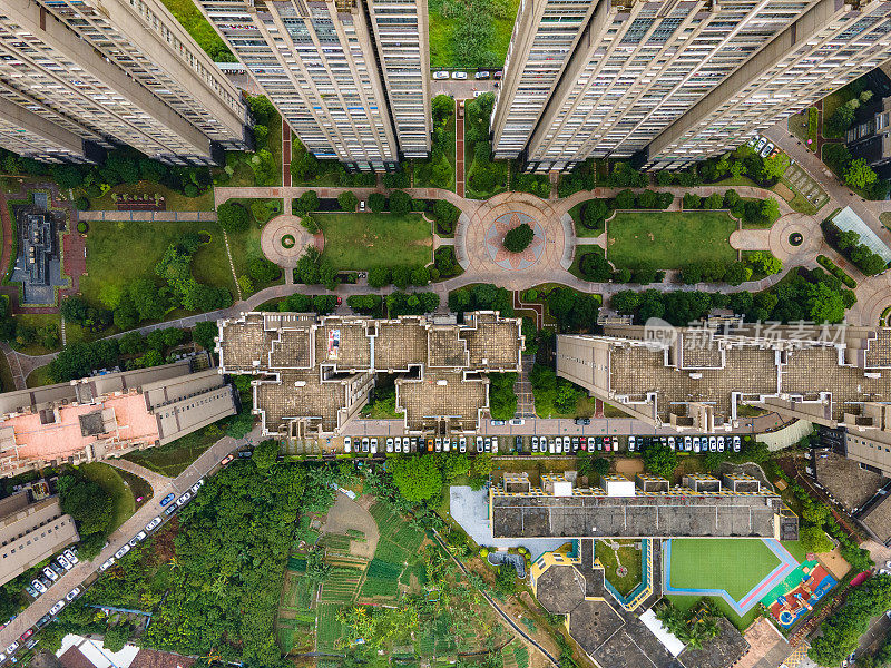 城市居住区高层建筑鸟瞰图