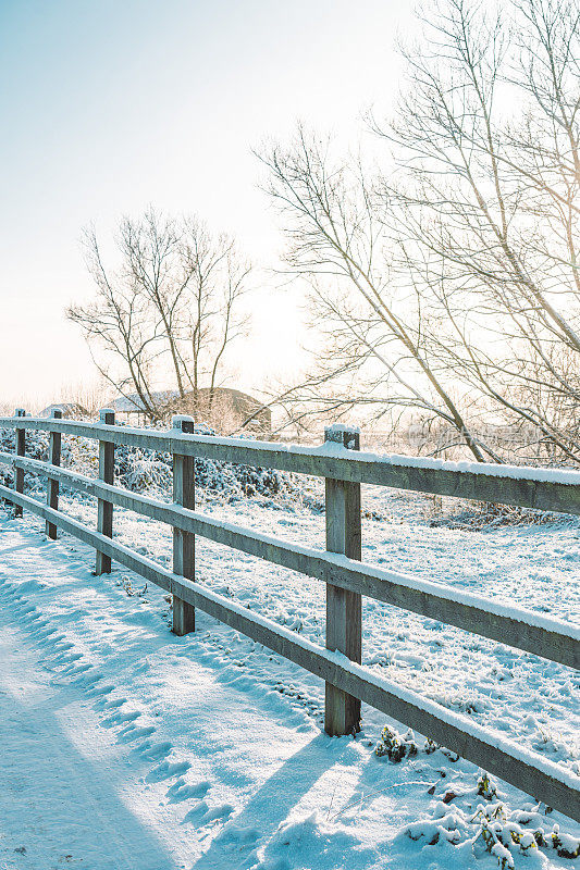 一个寒冷的早晨，本季的第一层雪