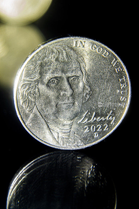 一美元硬币，杰斐逊五分镍币，第二幅肖像