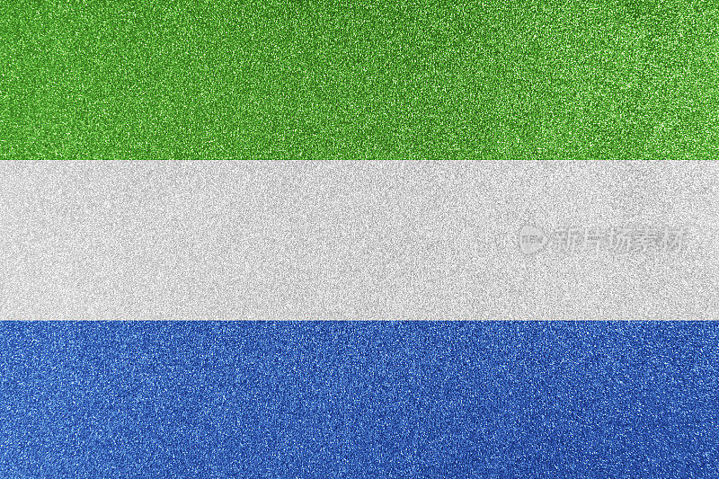 塞拉利昂国旗闪闪发光的纹理
