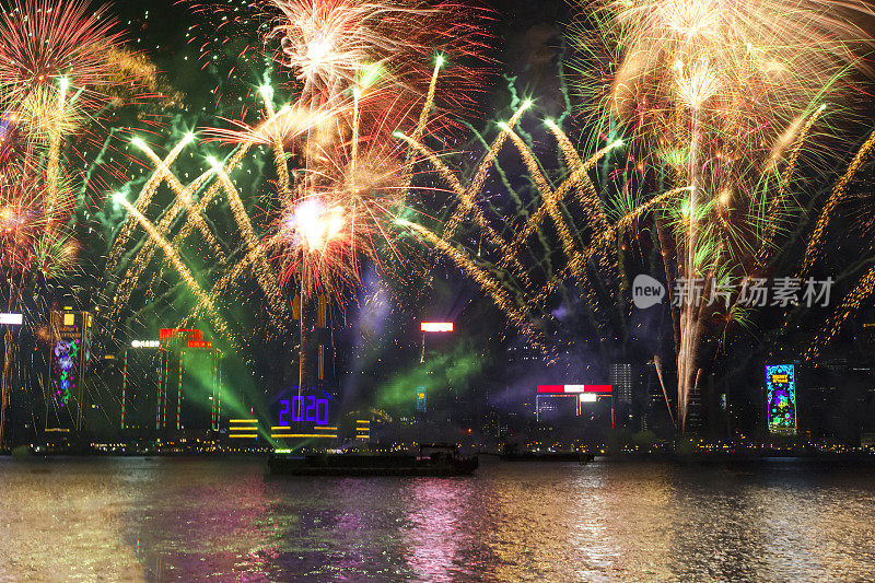 新年前夕在香港维多利亚港