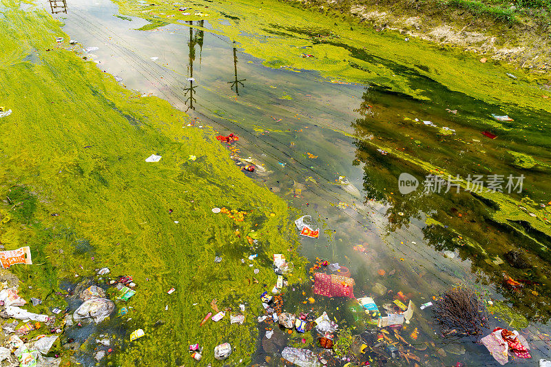 印度德里被污染的亚穆纳河。