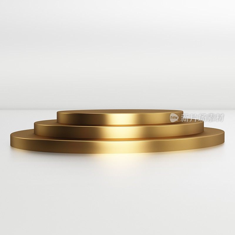 3D渲染黄金圆形看台