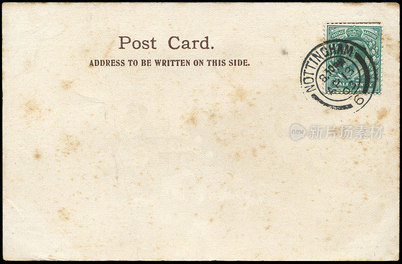 20世纪早期从英国诺丁汉寄出的老式明信片，是一个非常好的历史明信片通信的背景。