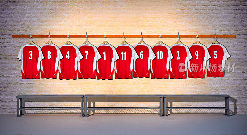红色3-5排足球衫