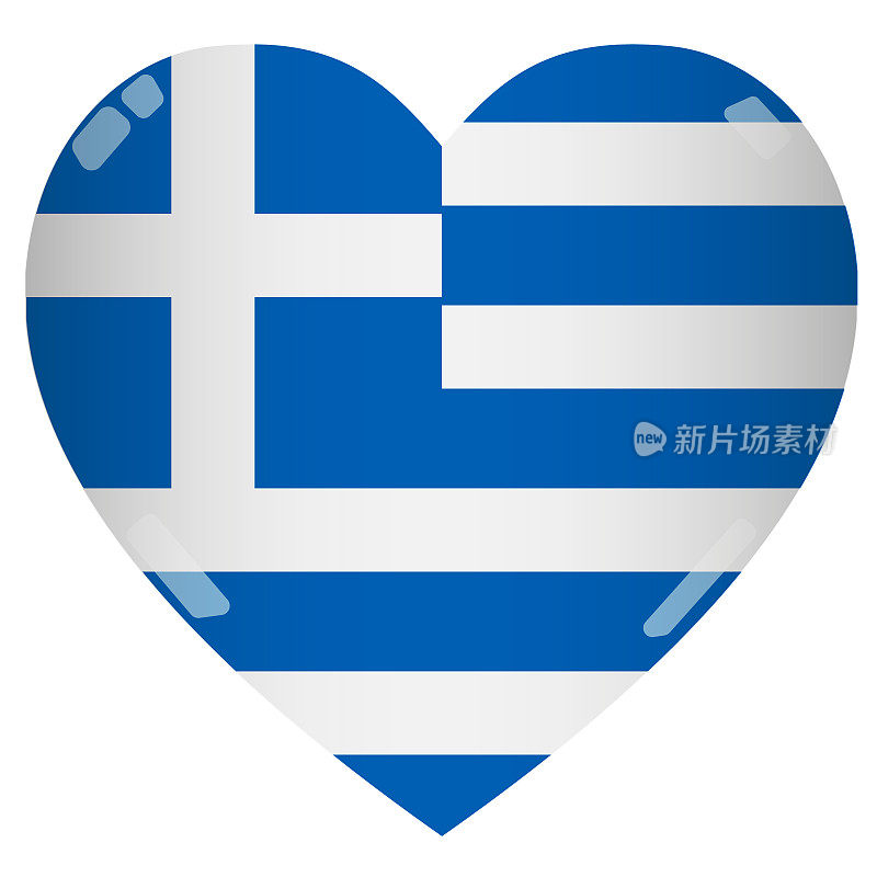 闪亮的2D希腊国旗心