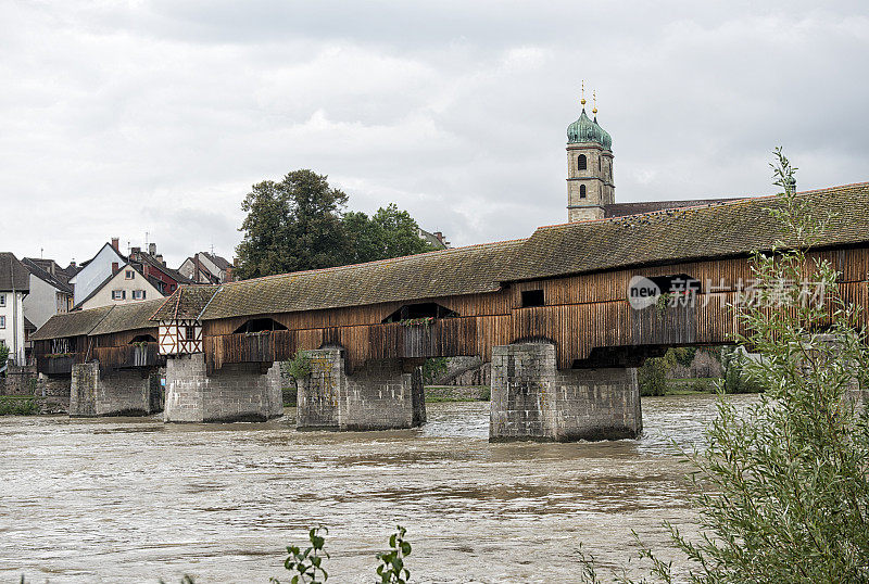 德国，瑞士，莱茵河，木桥