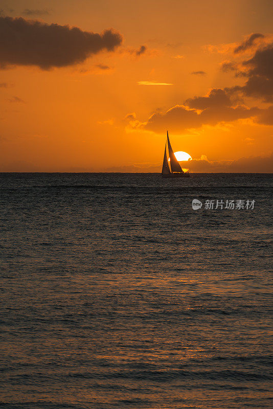 威基基海滩的日落