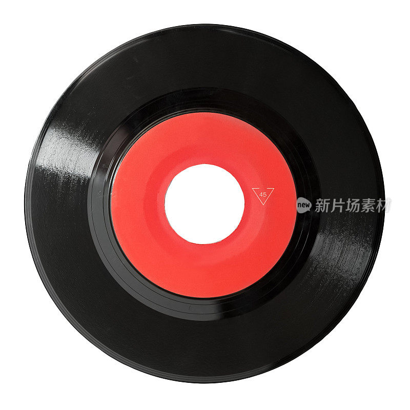 一张在白色唱片上的红黑胶唱片