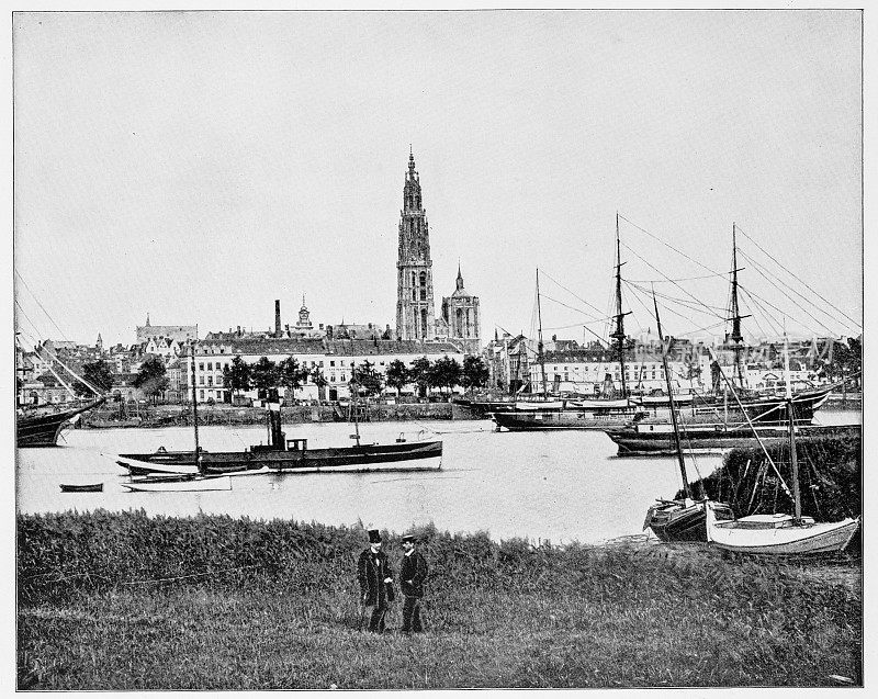 19世纪80年代比利时安特卫普的码头