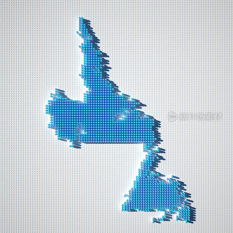 纽芬兰和拉布拉多地图蓝点模式3D