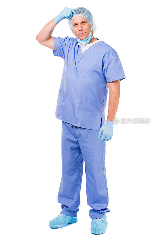 男人医生护士医院工人在白色