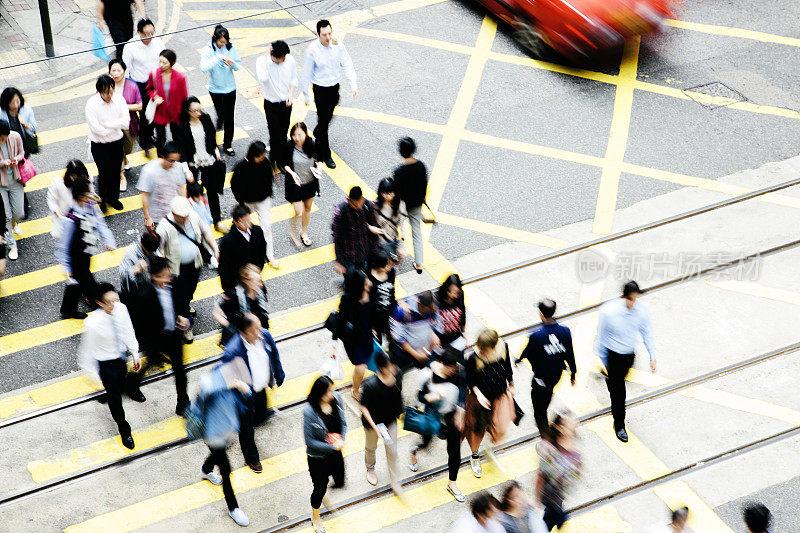 行人过街，动态模糊，香港