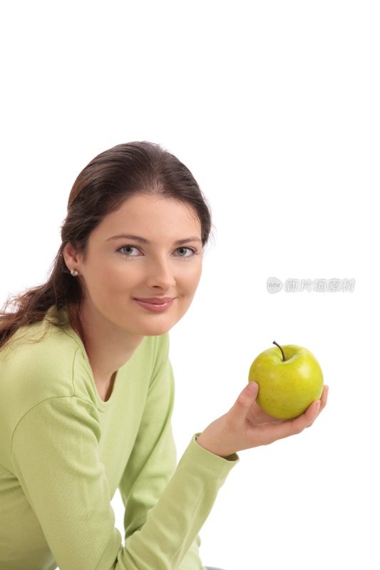 少女吃苹果