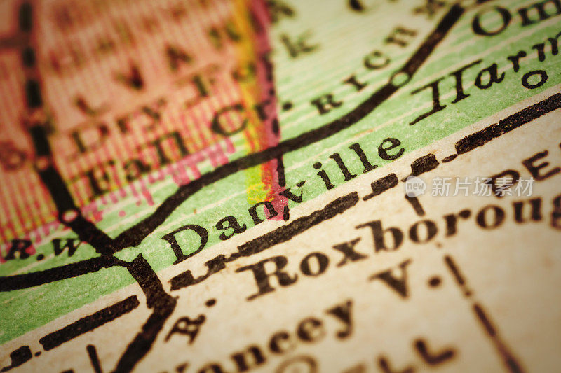 丹维尔和维吉尼亚的古董地图