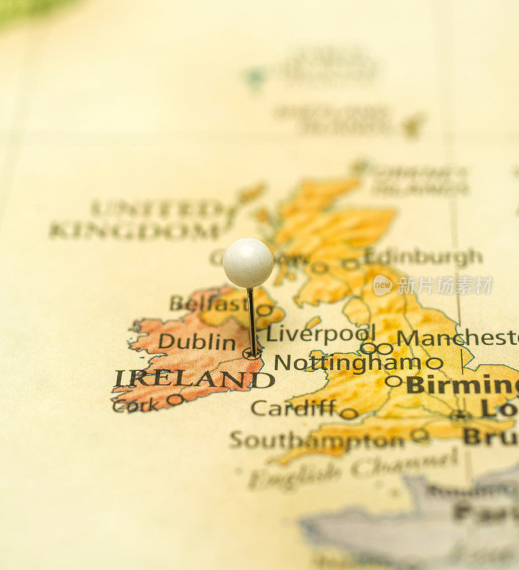 爱尔兰都柏林和英格兰伯明翰旅游地图