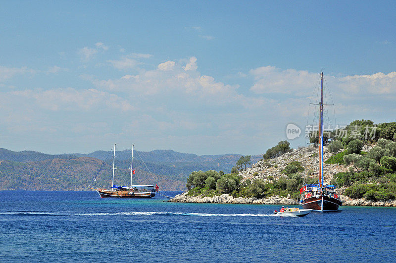 帆船在Gocek,土耳其