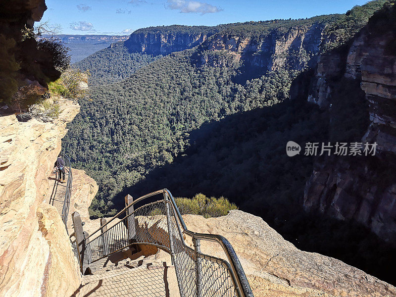 澳大利亚蓝山的温特沃斯瀑布徒步旅行路线